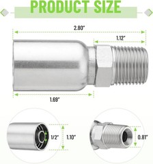 12 Pack 1/2″ NPTF Hydraulic Hose End Fittings, 1/2″ I.D. Hose x 1/2″ NPTF Male