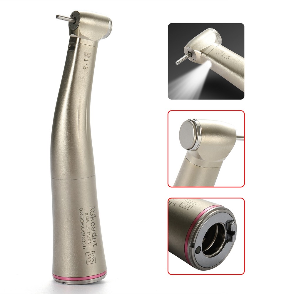 Dental Optic Fiber 1:5 Contra Angle Handpiece Mini Standard Head Inner Water