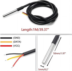 5 Pcs DS18B20 Temperature Sensor Probe High-Accuracy Waterproof Equippe