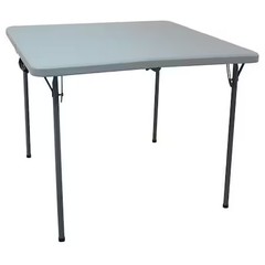 Square Folding Table, 36″ W, 36″ L, 28″ H, Blow Molded Polyethylene Top, Gray,