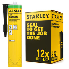 Silicone Sealant 100%, Waterproof Bathroom Kitchen Window Brown 12 Pack Stanley