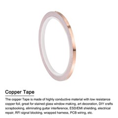 Copper Foil Tape 0.2 Inch x 11 Yards 0.05 Thick Single Sided for Electronic