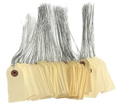 100 pcs- 2 3/4″ x 1 3/8″ Size 1 Manila Inventory Pre-Wired Price Tags with Wire