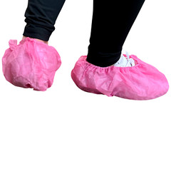 Disposable Waterproof Shoe Cover Nonwoven PP, Anti-Skid, Case of 400 Blue & Pink