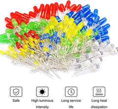 600Pcs 3mm 5mm LED Light Emitting Diodes Assortment Kit Round Diffused Led Circu