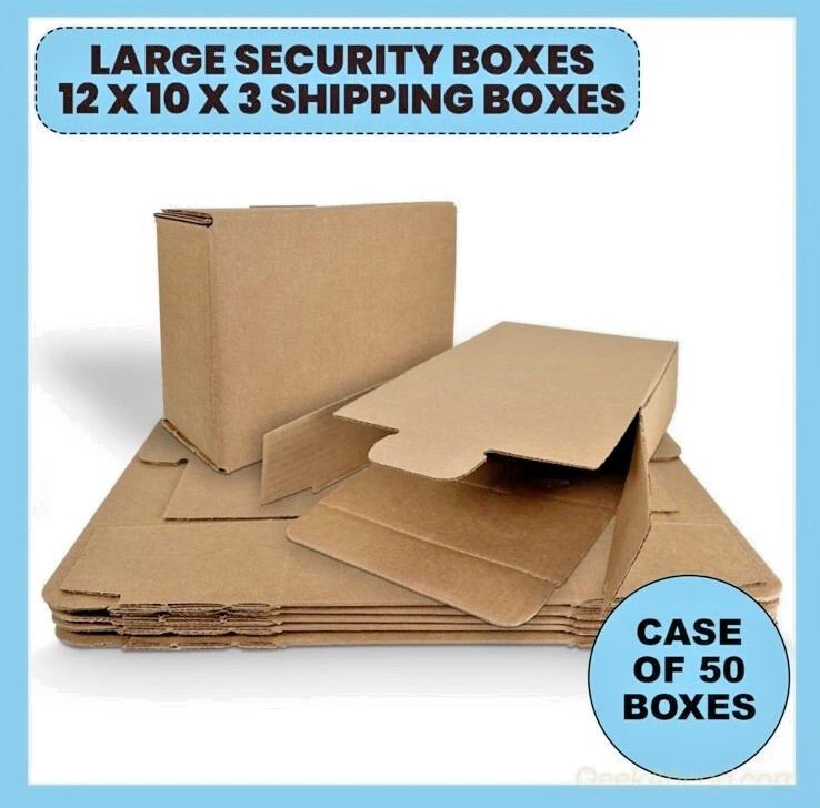 50 Pieces 10″ x 3″ x 12.5″ Corrugated Security Mailer Shipping Box