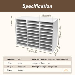 TuBaSaki Literature 31.5 inches (W) x 12 (D) x 21.7 (H), White