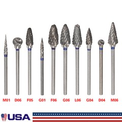 10Pcs Dental Lab Polishing Bur Drills Tungsten Steel Carbide Burs 2.35MM HP