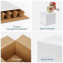 SPEPLA Shipping Boxes 6x6x6 Set of 6, White Corrugated Inches, white