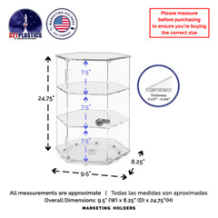 Spinning Acrylic Display Cabinet Clear Retail Locking Showcase with 2 Shelves