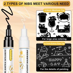 SFSASO Acrylic Paint Marker Pens 1 Count (Pack of 4), Black/White/Gold/Silver