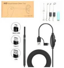 HD Ear Endoscope Otoscope LED Camera Tool Cleaning Wax Pick Cleaner Removal Kit
