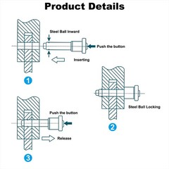 T Handle Lock Pins 1/2×2.76″ (12x70mm) Push Button Quick Release Pin with Wire