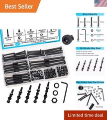 Complete M4 Hex Socket Screw Kit, 220 Pieces with Nuts and Washers Included