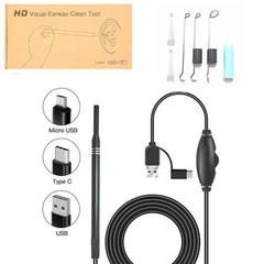 HD Ear Endoscope Otoscope LED Camera Tool Cleaning Wax Pick Cleaner Removal Kit