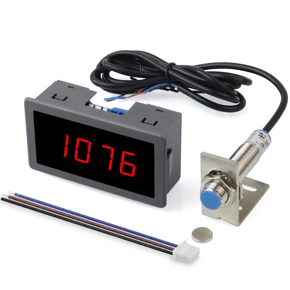 AC 110V 220V Digital Led Motor Speed Tachometer RPM 10-9999 Hall Meter Gauge