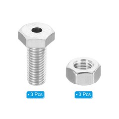 3 Set M10x25mm Hollow External Hexagon Screw Lamp Threading Through Hole Bolt