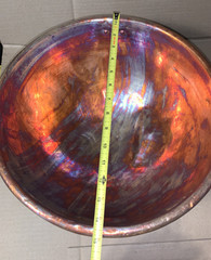 Heavy Solid Copper 14″ Bowl Kettle Rolled Edge Round Base Made In France Antique
