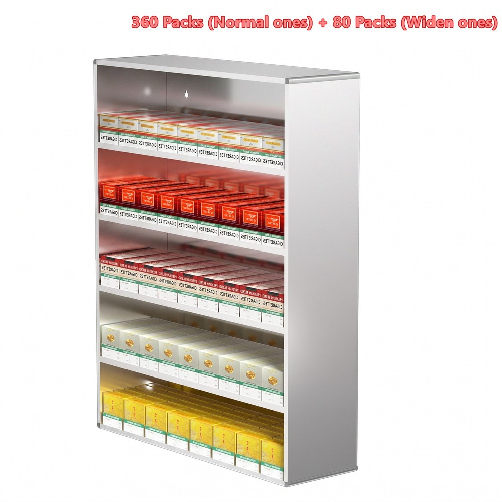 Smoke Retail Cabinet Aluminium Showcase Retail Hanging Rack w/ Automatic Pusher