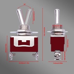 1X Toggle Switch On-Off Standard 12 mm 15A 250V AC SPST Car Dash Boat 2Pin
