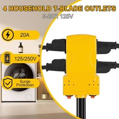 240V to 120V] 30 Amp to 20 Amp 110V Adapter, NEMA 10-30P Adapter to 4X 5-15R/…