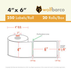 4″x6″ Color Direct Thermal Shipping Labels Blue 250/Roll – Zebra LP2844 ZP450