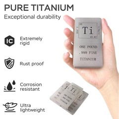 Pure Titanium Bar 1 Pound. 999 Fine Periodic Table Design Ti 1 Pound, silver