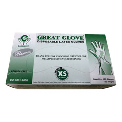 Great Glove Latex Gloves, White, Powder-Free S M L Case/ 1000 Pcs
