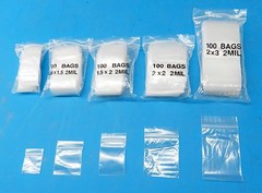 500 ASSORTED Clear 2 mil Bags 5 Sizes 100@ – 1×1 1-1/2×1-1/2 1-1/2×2 2×2 2×3