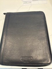 Vintage COACH Black Leather Bi-Fold Zip Business Portfolio Organizer, 13″x10.5″