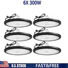 6 Pack 300W UFO Led High Bay Light Warehouse Factory Commercial Industrial 6000K