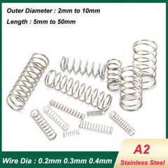 10Pcs A2 StainlessSteel Compression Springs | Ø0.2-0.4mmDurablefor Precision Use