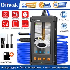 Oiiwak 8mm Industrial Endoscope Camera Borescope Inspection Camera 2800mAh