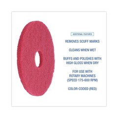 Boardwalk 4016RED 16 in. Buffing Floor Pads – Red (5/Carton) New
