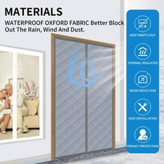 Thermal Insulated Magnetic Door Curtain for 36″W x 82″L (Pack of 1), Black
