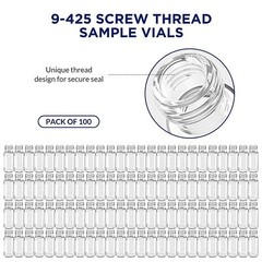 2ml Clear Glass Vials, 9-425 Thread, Type 1 Borosilicate, High Clarity, Autosamp