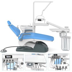 FDA CE Dental Unit Chair Computer Controlled DC Motor PU Leather W/Dentist Stool