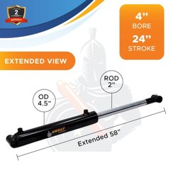 4×24 Hydraulic Cylinder 4″ Bore 24″ Stroke Welded Cross Tube Double Acting (New)