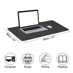 31″x15″ Large Desk Mat PU Leather Dual Side Large Desk Pad Black