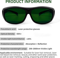 Wrap-Around Laser Safety Glasses 200Nm-2000Nm Protective Goggles for Tattooing a