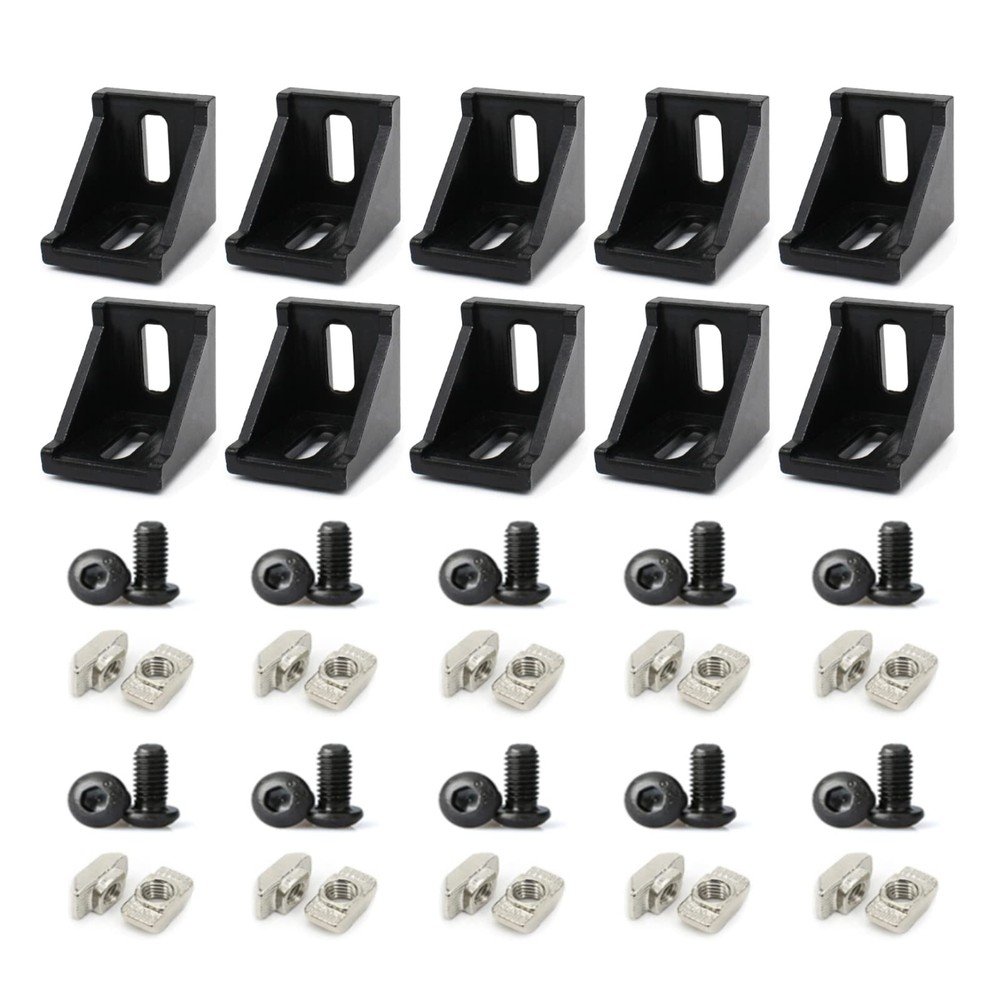 10 Sets 1.5″ x 1.5″ 1515 Series Aluminum Extrusion Profiles Connector Black B…