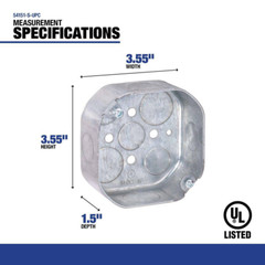 4 in. W x 1-1/2 in. D Steel Metallic Octagon Box with Five 1/2 in. and Four 3/4