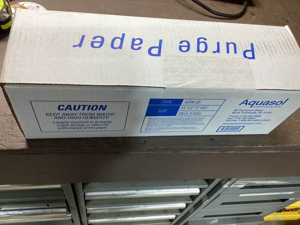 Aquasol ASW—35 Water Soluble Purging Paper 15-1/2in X 165ft