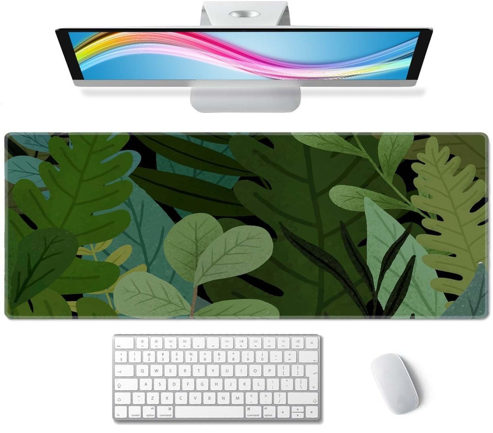 Desk Mat, Large Pad Mouse 31.5L x 11.8W inches, Monstera Leaves