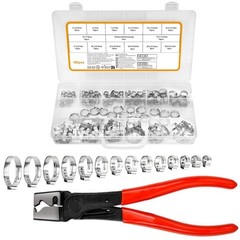 160X Single Ear Hose Clamps 304 Stainless Steel Crimp Hose Clamp Crimp Tools Kit