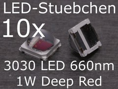 10x 3030 660nm Tiefrot LED, 1W, Deep Red, Plant growth, SMD
