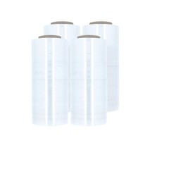 4 Rolls 17″ x 1476′ (34 Gauge) Plastic Film Pre-Stretch Hand Shrink Wrap Clear