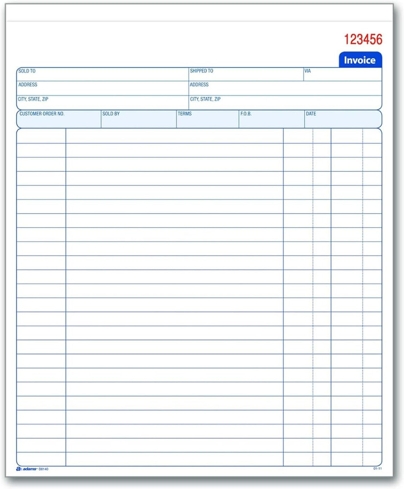 Invoice Book, 8-3/8 X 10-11/16 Inches, 2-Part, Carbonless, White/Canary, 50 Sets