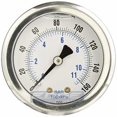 LIQUID FILLED PRESSURE GAUGE 0-160 PSI, 1.5″ FACE, 1/8″ NPT BACK MOUNT