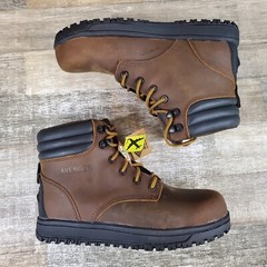 Avenger Reflex Mid Mens Work Boots Sz 9 Brown Black Leather Lace-Up Safety *read